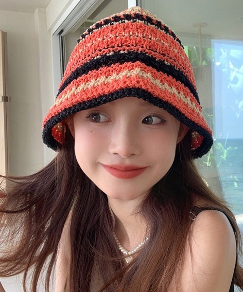Bz】ボーダークロシェハット/かぎ編みサマーニット（MA