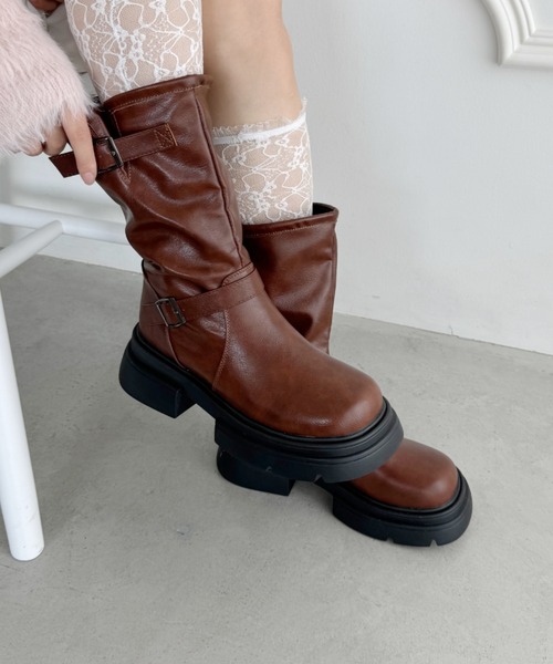 新品★未使用　トリプルソールエンジニアブーツ　キャメル　XL ダーリッチ♡トリプルソールエンジニアブーツS
