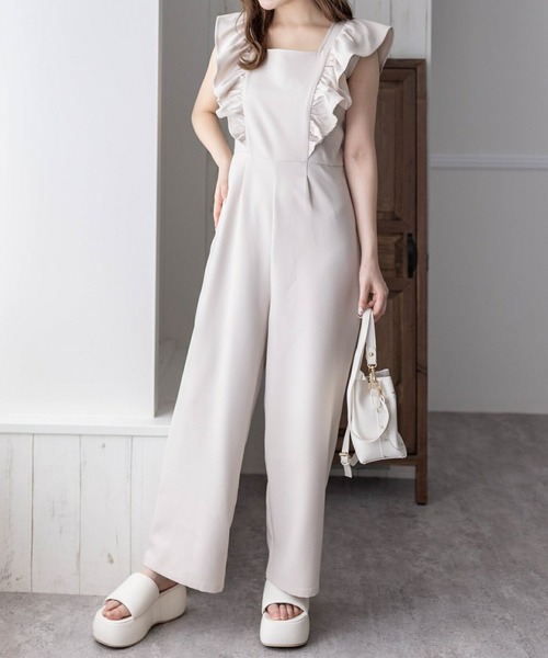 clear（クリア）の「フリルロンパース［大人 カジュアル 着回し力抜群］≪再入荷≫（サロペット/オーバーオール・レディース・ブラック/ライトベージュ・F）」の11枚目の写真