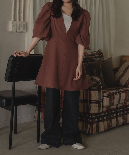 セール】v neck tunic onepiece / Vネックチュニックワンピース