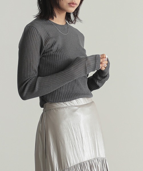 for/c(フォーシー)の「シアーリブニットプルオーバー【オーガニックコットン】(ニット/セーター・レディース・ブルー/オフホワイト/ブラック/チャコールグレー・LL/M/L)」の16枚目の写真