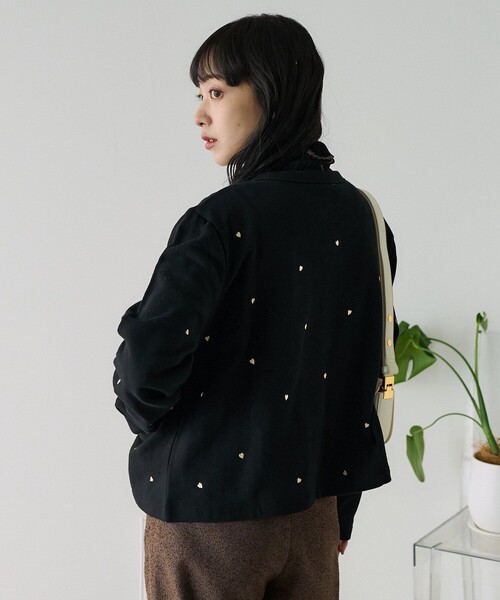 ハート刺繍 黒カーディガン ハート刺繍カーディガン【ブラック】