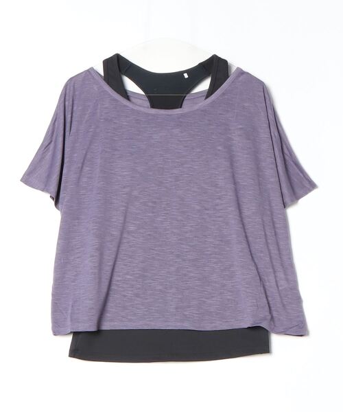 TIGORA(ティゴラ)の「ティゴラ TIGORA フィットネス ブラタンクトップセットシアーTシャツ(Tシャツ/カットソー・レディース・ラベンダー/アイボリー/グレー・XL/L/M/S)」の3枚目の写真