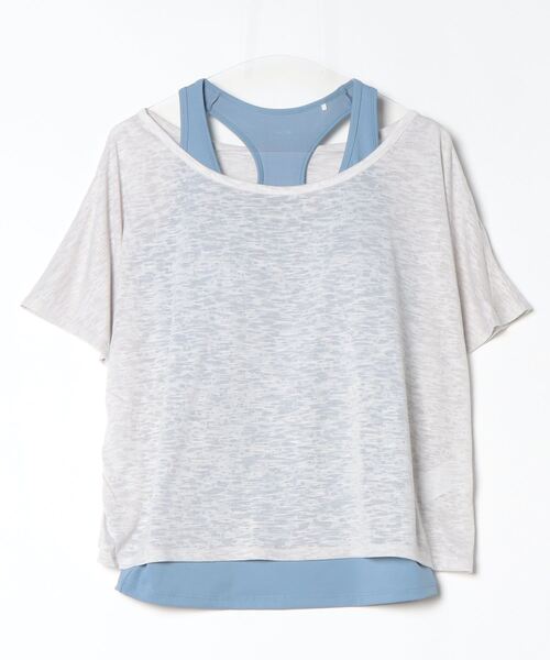 TIGORA(ティゴラ)の「ティゴラ TIGORA フィットネス ブラタンクトップセットシアーTシャツ(Tシャツ/カットソー・レディース・ラベンダー/アイボリー/グレー・XL/L/M/S)」の2枚目の写真