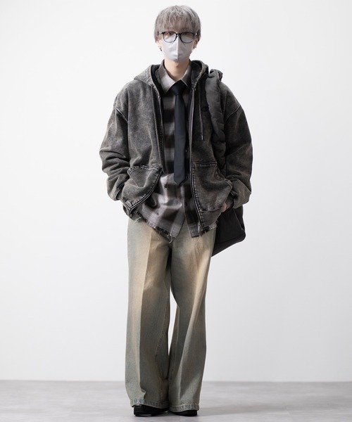 CLEL】Vintage Design Damage Check Shirt/ヴィンテージデザイン