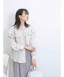 Samansa Mos2 blue | アソートフリルブラウス(シャツ/ブラウス)