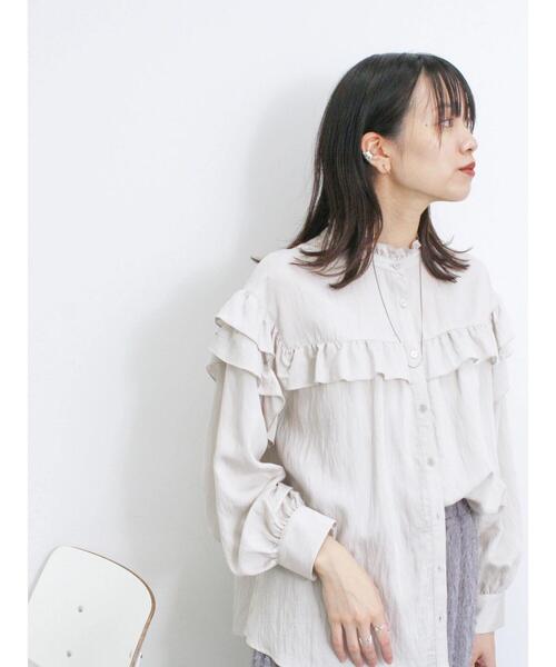 Samansa Mos2 blue（サマンサモスモスブルー）の「アソートフリルブラウス（シャツ/ブラウス・レディース・ブルー/ライトベージュ/ブラック・F）」の14枚目の写真