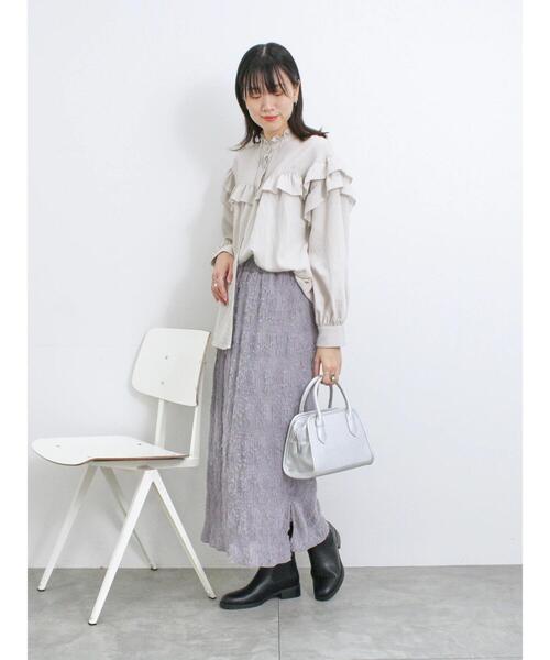 Samansa Mos2 blue（サマンサモスモスブルー）の「アソートフリルブラウス（シャツ/ブラウス・レディース・ブルー/ライトベージュ/ブラック・F）」の16枚目の写真