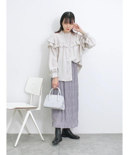 Samansa Mos2 blue（サマンサモスモスブルー）の「アソートフリルブラウス（シャツ/ブラウス・レディース・ブルー/ライトベージュ/ブラック・F）」の17枚目の写真