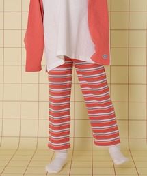 キッズのパンツ（オレンジ/橙色系・ボーダー柄）ファッション