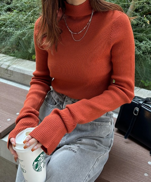 セール】【ISOOK / アイスー】リブタートルニット / タートルネック