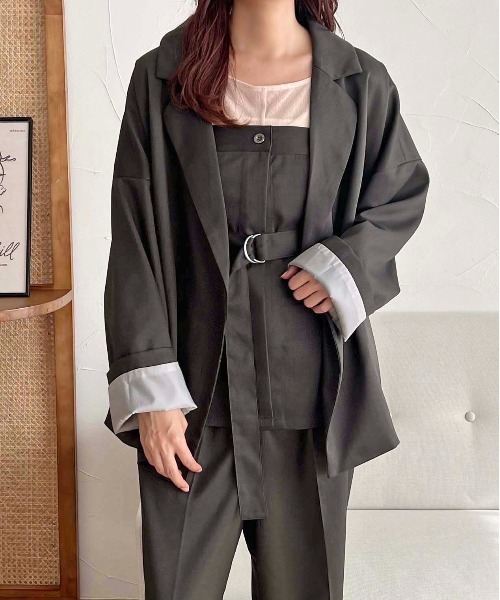 グレー　オーバーサイズ　ジャケット セール】【apres jour clair】【セットアップ可能】オーバーサイズ