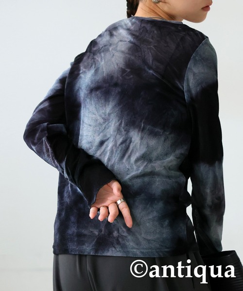 antiqua(アンティカ)の「ベロアシアートップス(Tシャツ/カットソー・レディース・ブラック/ベージュ・ONESIZE)」の11枚目の写真