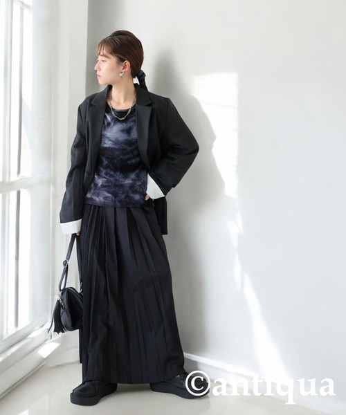 antiqua(アンティカ)の「ベロアシアートップス(Tシャツ/カットソー・レディース・ブラック/ベージュ・ONESIZE)」の8枚目の写真