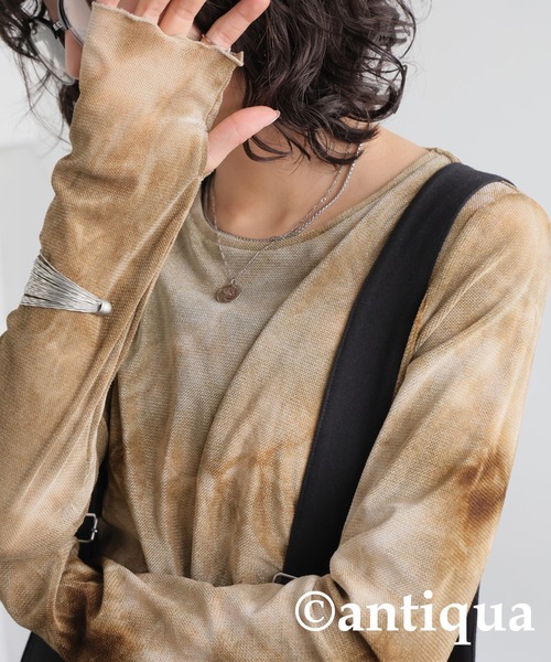 antiqua(アンティカ)の「ベロアシアートップス(Tシャツ/カットソー・レディース・ブラック/ベージュ・ONESIZE)」の18枚目の写真