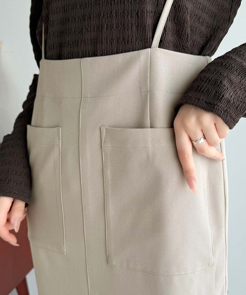 セール】女性らしい上品シルエット。前後2wayサスペンダー付き