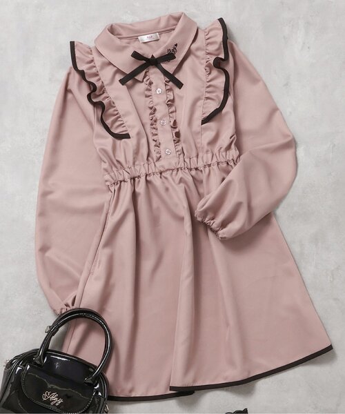 algy（アルジー）の「ハイショクラインガーリーワンピ（ワンピース・キッズ・ピンク/チェック/ベージュ・SMALL/MEDIUM/X-SMALL/XX-SMALL）」の3枚目の写真