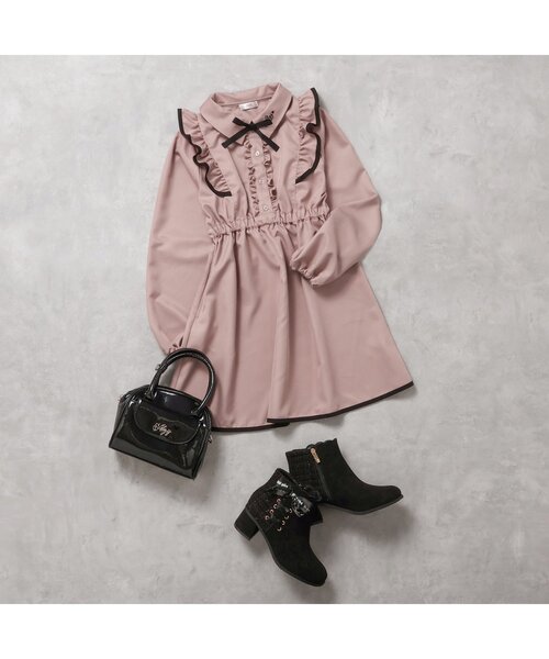 algy（アルジー）の「ハイショクラインガーリーワンピ（ワンピース・キッズ・ピンク/チェック/ベージュ・SMALL/MEDIUM/X-SMALL/XX-SMALL）」の5枚目の写真