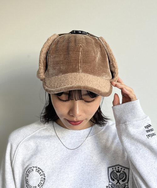 CPCM（シーピーシーエム）の「コーデュロイフライトキャップ（キャップ・レディース・ベージュ/ブラック/ブラウン・FREE）」の3枚目の写真