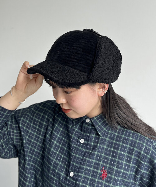 CPCM（シーピーシーエム）の「コーデュロイフライトキャップ（キャップ・レディース・ベージュ/ブラック/ブラウン・FREE）」の2枚目の写真
