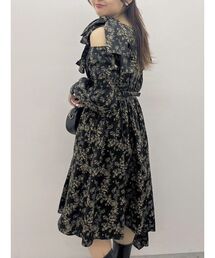 リボンショルダーアシンメトリーワンピース