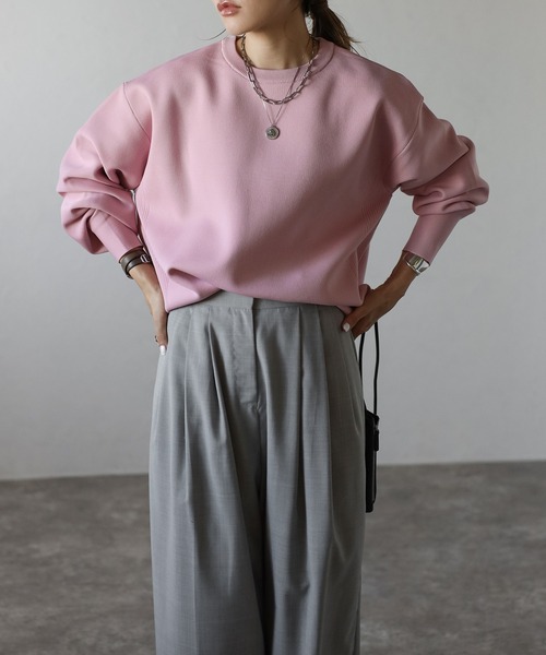 Bonjour Sagan（ボンジュールサガン）の「バレルスリーブサイドリブニットプルオーバー（ニット/セーター・レディース・ブラック/アイボリー/ピンク/ブラウン・FREE）」の8枚目の写真