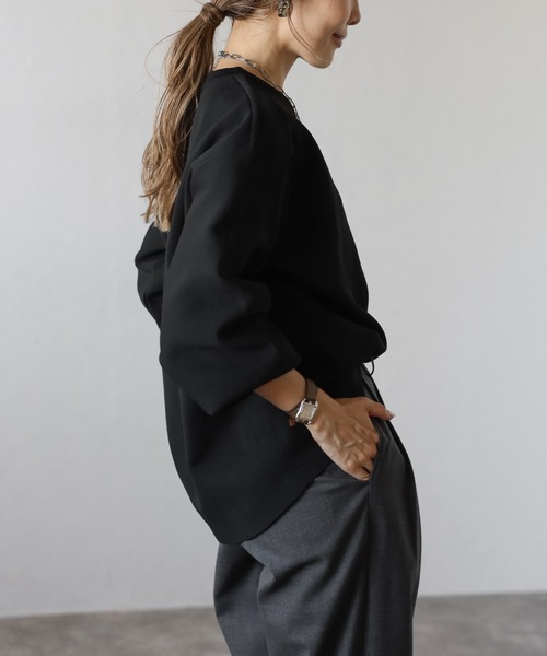 Bonjour Sagan（ボンジュールサガン）の「バレルスリーブサイドリブニットプルオーバー（ニット/セーター・レディース・ブラック/アイボリー/ピンク/ブラウン・FREE）」の15枚目の写真