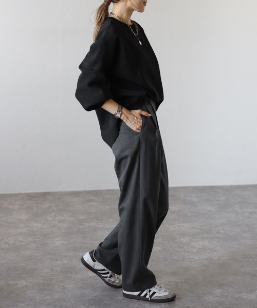 Bonjour Sagan（ボンジュールサガン）の「バレルスリーブサイドリブニットプルオーバー（ニット/セーター・レディース・ブラック/アイボリー/ピンク/ブラウン・FREE）」の18枚目の写真