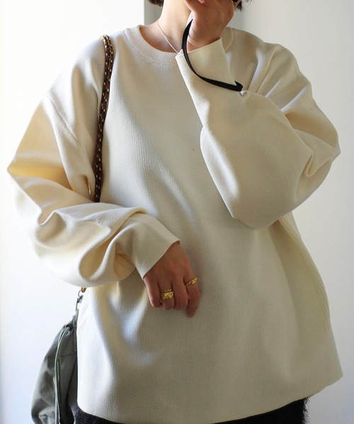 Bonjour Sagan（ボンジュールサガン）の「バレルスリーブサイドリブニットプルオーバー（ニット/セーター・レディース・ブラック/アイボリー/ピンク/ブラウン・FREE）」の20枚目の写真