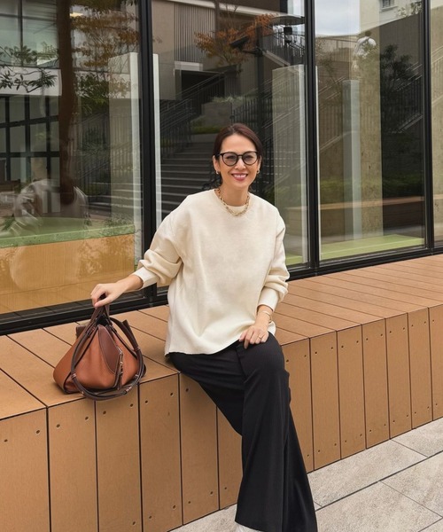 Bonjour Sagan（ボンジュールサガン）の「バレルスリーブサイドリブニットプルオーバー（ニット/セーター・レディース・ブラック/アイボリー/ピンク/ブラウン・FREE）」の22枚目の写真