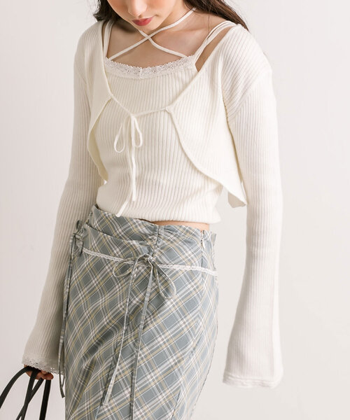 OLIVE des OLIVE（オリーブデオリーブ）の「配色レースボレロアンサンブル（アンサンブル・レディース・モカ/ピンク/オフホワイト/ブラック・FREE）」の20枚目の写真