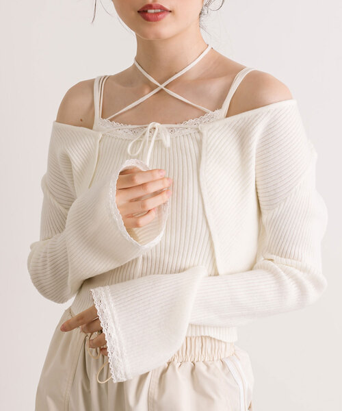 OLIVE des OLIVE（オリーブデオリーブ）の「配色レースボレロアンサンブル（アンサンブル・レディース・モカ/ピンク/オフホワイト/ブラック・FREE）」の22枚目の写真