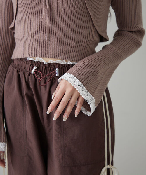 OLIVE des OLIVE（オリーブデオリーブ）の「配色レースボレロアンサンブル（アンサンブル・レディース・モカ/ピンク/オフホワイト/ブラック・FREE）」の10枚目の写真