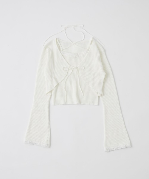 OLIVE des OLIVE（オリーブデオリーブ）の「配色レースボレロアンサンブル（アンサンブル・レディース・モカ/ピンク/オフホワイト/ブラック・FREE）」の8枚目の写真