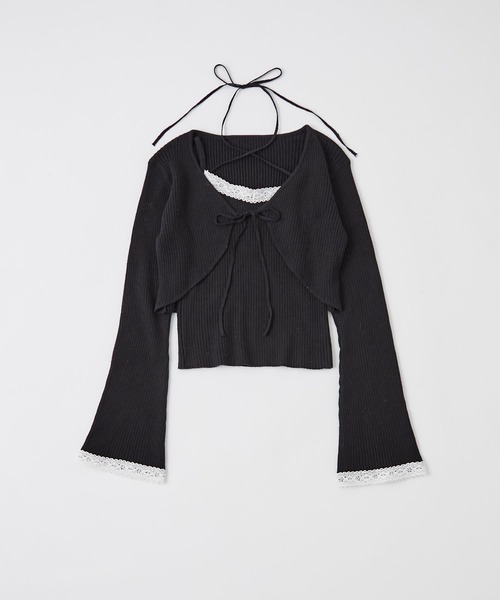 OLIVE des OLIVE（オリーブデオリーブ）の「配色レースボレロアンサンブル（アンサンブル・レディース・モカ/ピンク/オフホワイト/ブラック・FREE）」の5枚目の写真