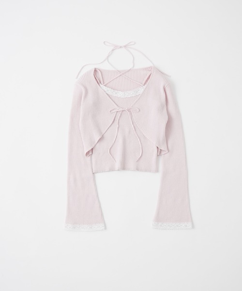 OLIVE des OLIVE（オリーブデオリーブ）の「配色レースボレロアンサンブル（アンサンブル・レディース・モカ/ピンク/オフホワイト/ブラック・FREE）」の7枚目の写真