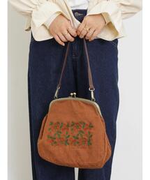 Samansa Mos2 | 【マカベアリス×Samansa Mos2】刺繍がま口バッグ(ハンドバッグ)