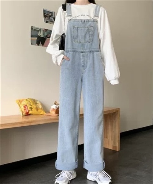 Dream garden(ドリームガーデン)の「ゆったりサイズ ワイドデニムサロペット(サロペット/オーバーオール・レディース・ライトブルー/インディゴブルー・S/2XL/XL/L/M)」の18枚目の写真