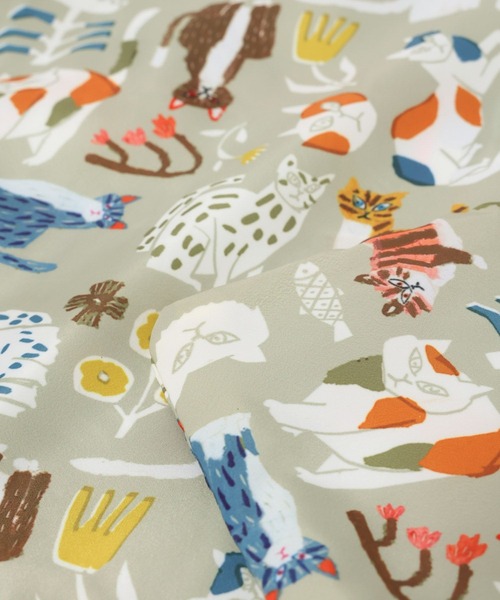 Elura（エルーラ）の「＜タムロアヤノさんコラボ＞ねこプリントバッグ/153242（トートバッグ・レディース・ベージュ/ブルー・ONE SIZE）」の7枚目の写真