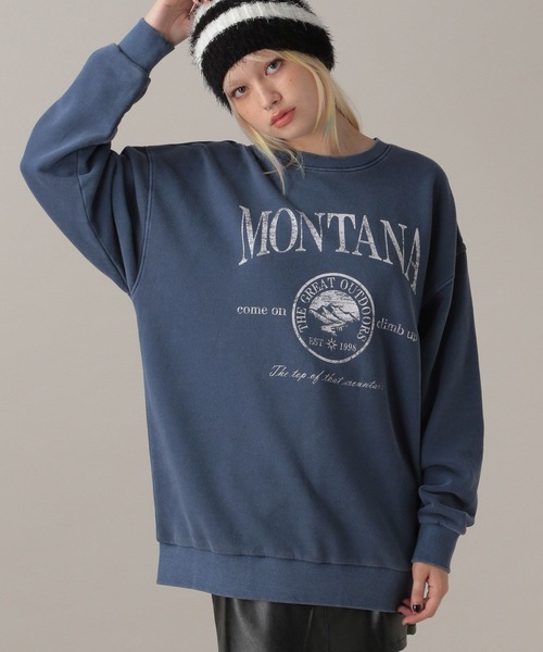 FOREVER 21（フォーエバー トゥエンティーワン）の「【2024FW】ピグメント裏毛グラフィックプルオーバー（スウェット・レディース・レッド/グレー/チャコールグレー/ネイビー・FREE）」の15枚目の写真