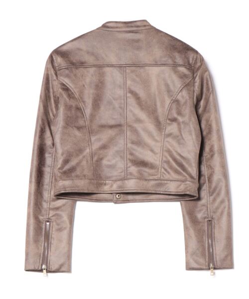 SPINNS（スピンズ）の「合皮シングルライダーズジャケット（ライダースジャケット・レディース・ブラウン・ONESIZE）」の2枚目の写真