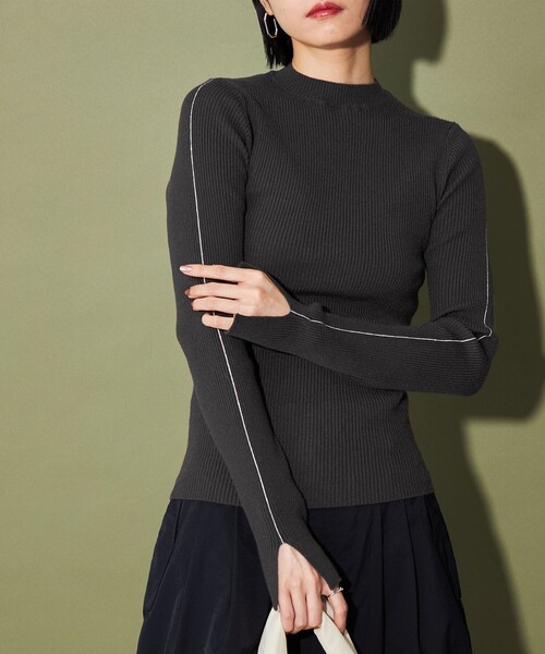 CITEN（シテン）の「＜CITEN＞モックネックニット（ニット/セーター・レディース・ダークブラウン/コバルトブルー/オレンジ/ダークグレー/グレー・FREE）」の9枚目の写真