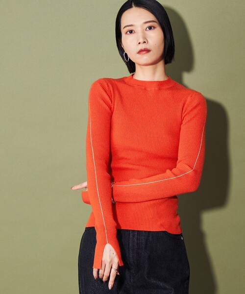 CITEN（シテン）の「＜CITEN＞モックネックニット（ニット/セーター・レディース・ダークブラウン/コバルトブルー/オレンジ/ダークグレー/グレー・FREE）」の14枚目の写真