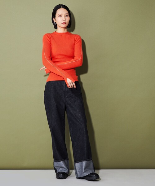 CITEN（シテン）の「＜CITEN＞モックネックニット（ニット/セーター・レディース・ダークブラウン/コバルトブルー/オレンジ/ダークグレー/グレー・FREE）」の15枚目の写真