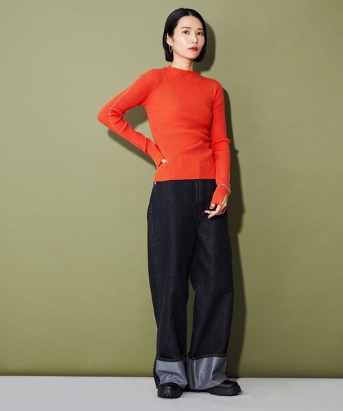 CITEN（シテン）の「＜CITEN＞モックネックニット（ニット/セーター・レディース・ダークブラウン/コバルトブルー/オレンジ/ダークグレー/グレー・FREE）」の16枚目の写真