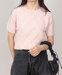 relac（レーラック）の「パール付き 半袖ニット ケーブルニット（ニット/セーター）」