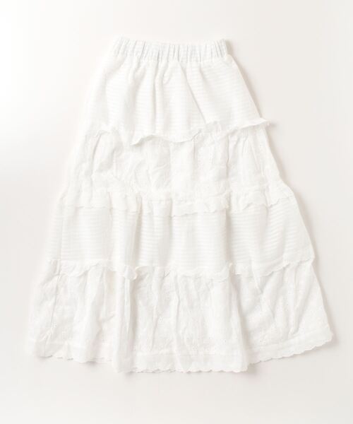 Dream garden(ドリームガーデン)の「綿刺繍レースフリル ティアードスカート(スカート・レディース・ホワイト・M/L/S/XL)」の14枚目の写真