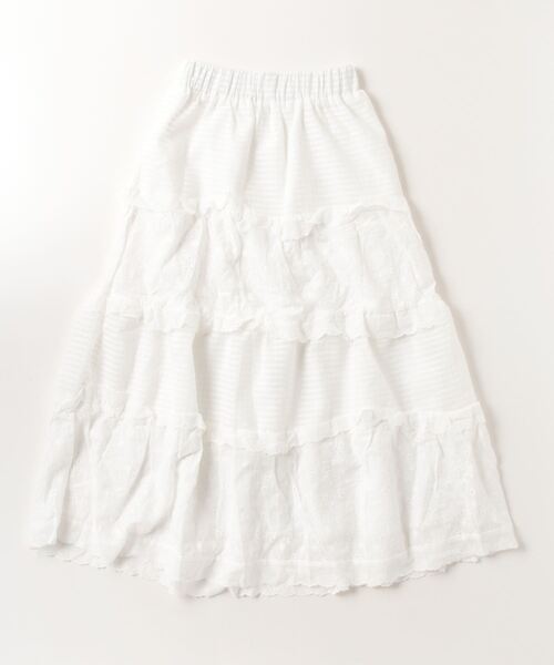 Dream garden(ドリームガーデン)の「綿刺繍レースフリル ティアードスカート(スカート・レディース・ホワイト・M/L/S/XL)」の6枚目の写真