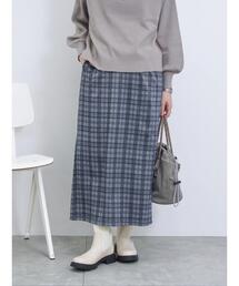 Samansa Mos2 blue | ウールライクチェック柄ナロースカート(スカート)