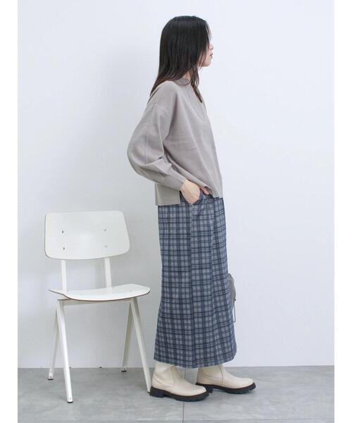Samansa Mos2 blue(サマンサモスモスブルー)の「ウールライクチェック柄ナロースカート(スカート・レディース・ブラウン/ブルー/グレー/ブラック・F)」の11枚目の写真